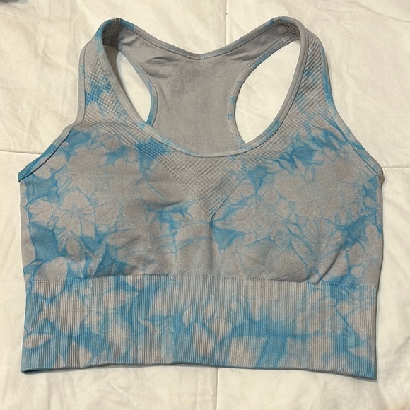 Other - Blue & Gray Tie Dye Sports Bra, Medium